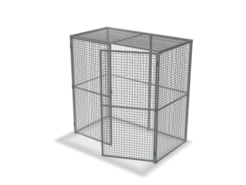 Drawing of the Maxi Box 1 in grey: a mesh cage 2,230 x 2,200 x 1,200mm with double doors at the front.